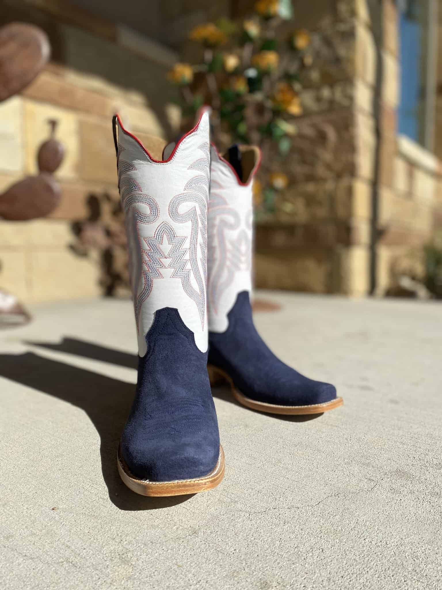 Blue suede 2025 cowboy boots mens