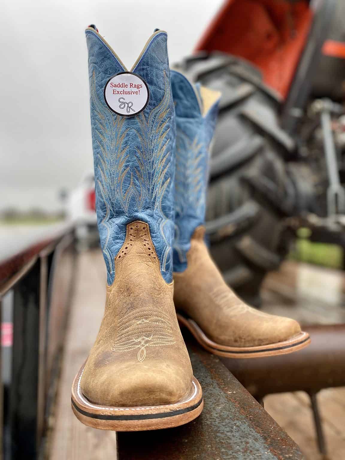 Rios of Mercedes Natural Brahma Bison Tall Top Boot Saddle Rags