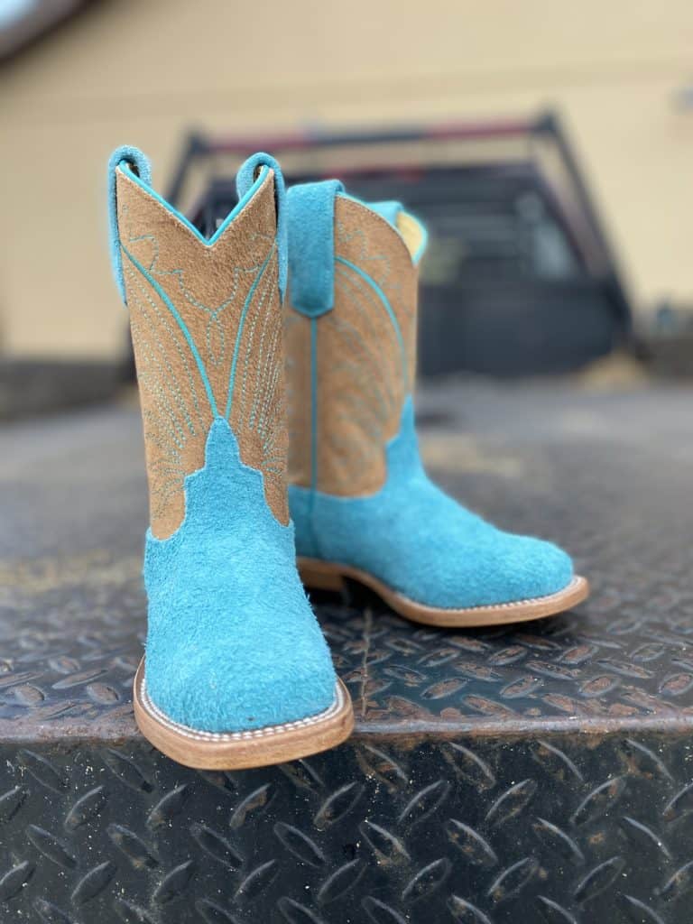 Anderson Bean Kid's Turquoise Rough-Out Boot Saddle Rags