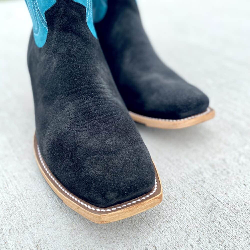 Macie Bean Top Hand Black Suede Boot Saddle Rags