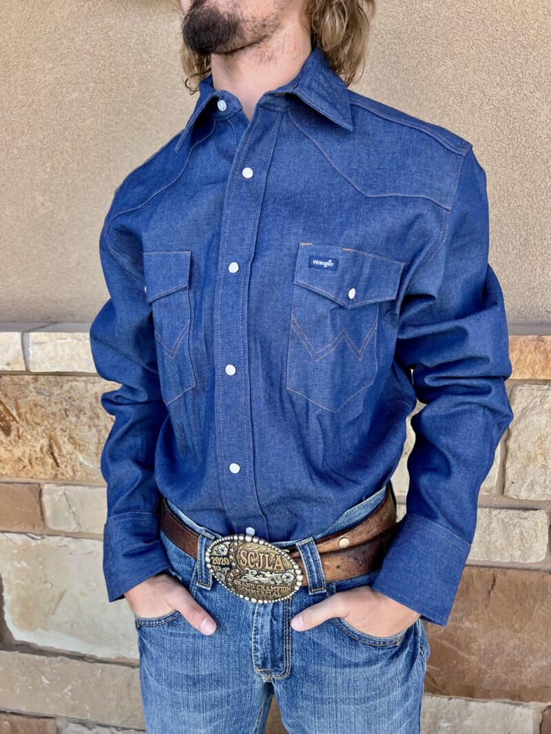 Wranglerwrangler Ens Cowboy Cut Fir Finish Long Sleeve Western Snap