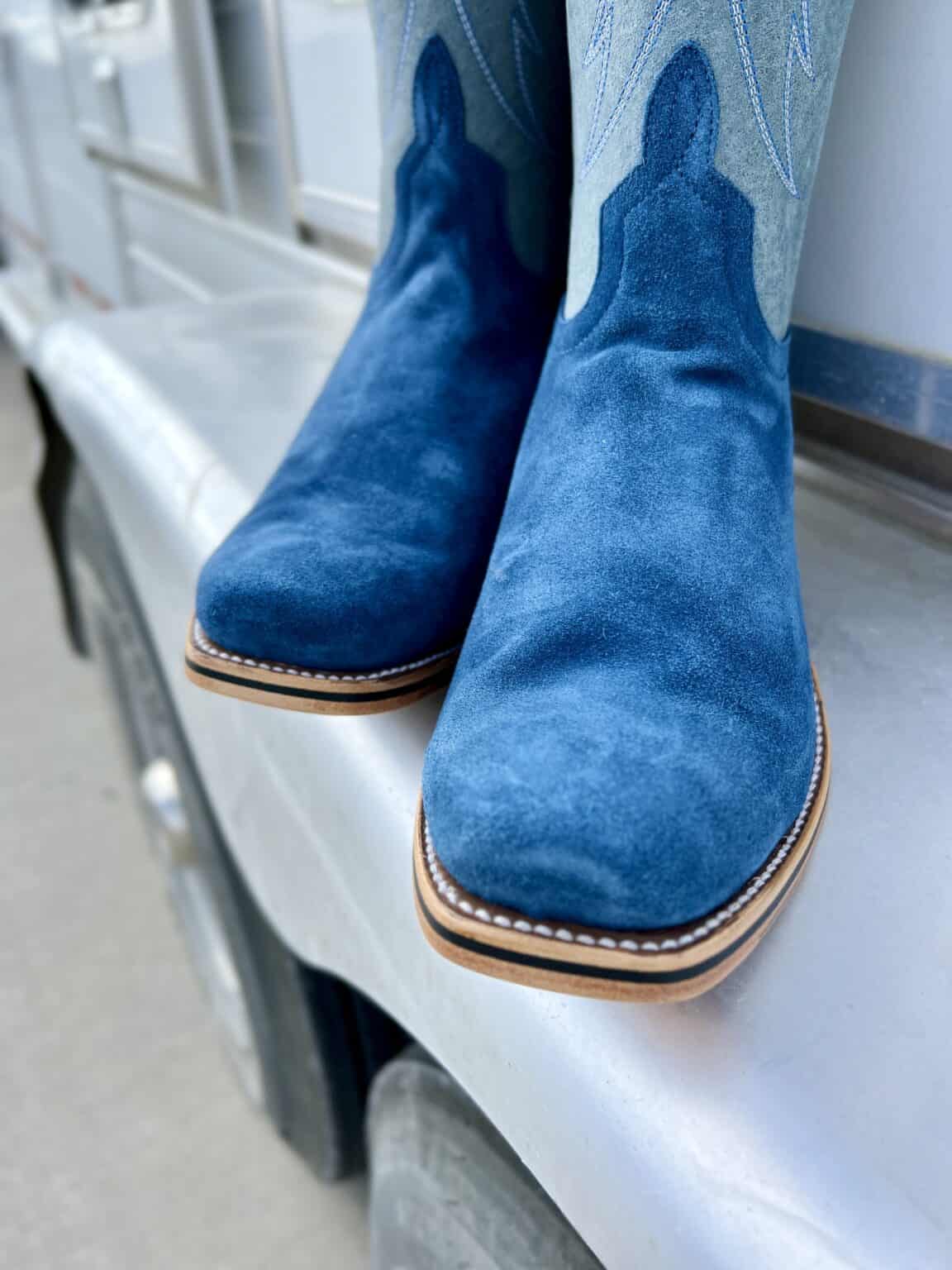 Horse Power Top Hand High Noon Turquoise Suede Boot Saddle Rags