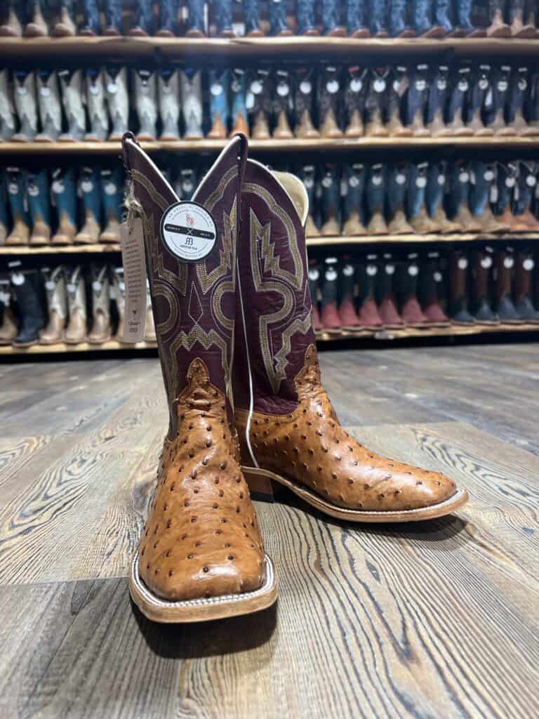 Full Quill Ostrich Anderson Bean Steel Toe Ostrich Boots Anderson