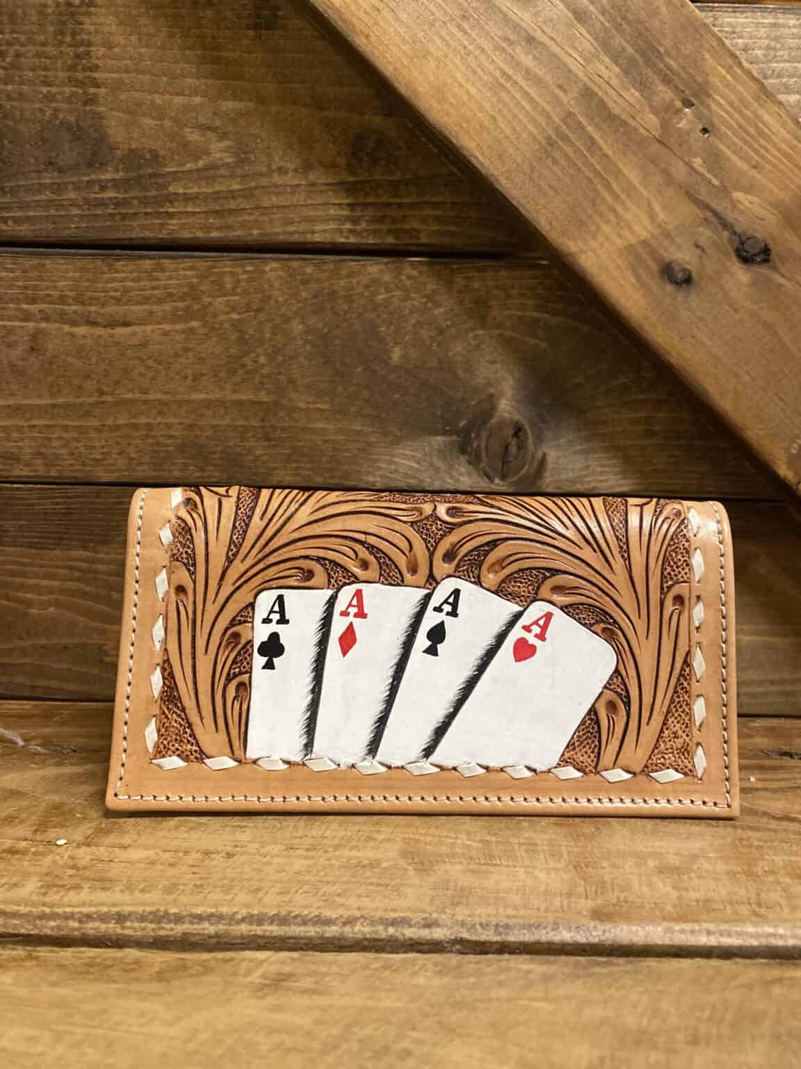 Aces Tall Bi-Fold Wallet - Saddle Rags