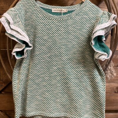 Womens Emma+Grace Ruffle Sleeve Knit Top