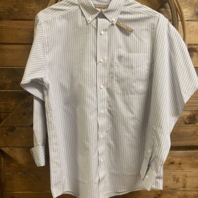 Mens Ariat Classic L/S Button Down Blue/Pink Stripe