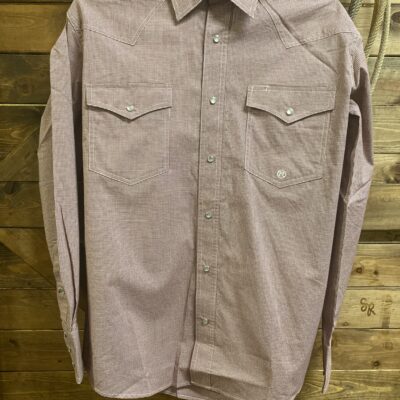 Mens Roper L/S 2 Pocket Pearl Snap Wine Mini Check