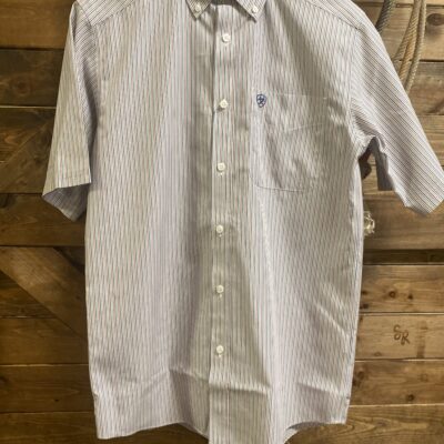 Mens Ariat Classic S/S Red/Blue Stripe