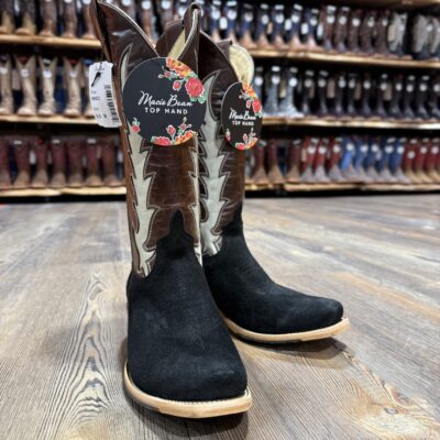 Macie Bean Top Hand Black Suede Inlaid Boot
