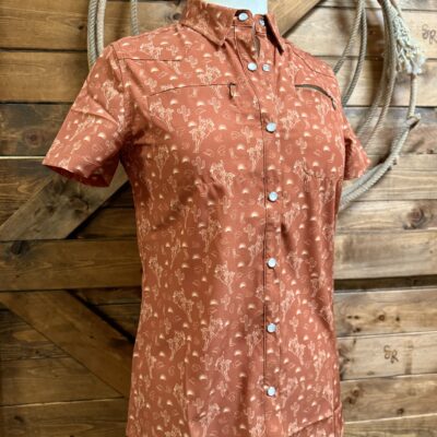 BRKWY Rust Western Scene Short Sleeve Performance Shirt