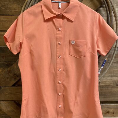 Womens Cinch Arena Flex S/S Polo Coral