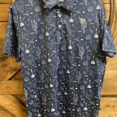 Mens Rock&Roll S/S Polo Navy Cactus Print