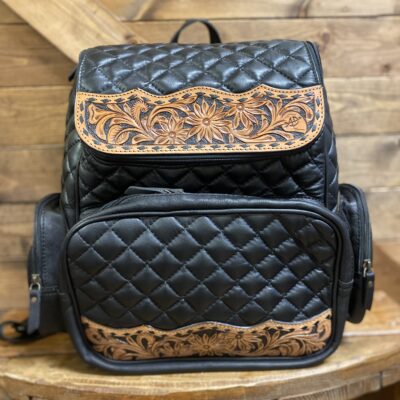 American Darling Quilted Backpack W/Tooled Leather