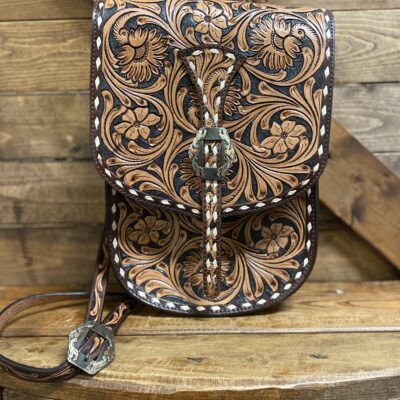 American Darling Tooled Leather Deep Crossbody W/Buckstitch