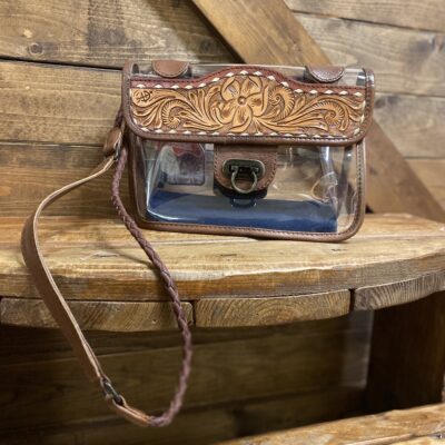 American Darling Clear Handbag W/Tooled Leather
