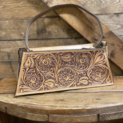 American Darling Tooled Leather/Basketweave Evening Bag