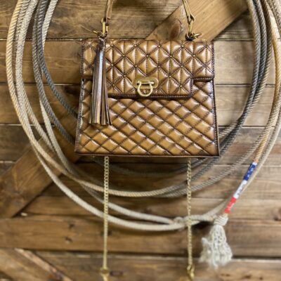 American Darling Quilted Leather Handbag W/Gold Accents