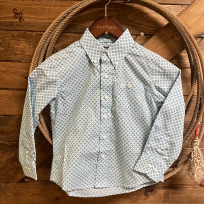 Boys Wrangler Classic L/S Button Down Turq/Aqua