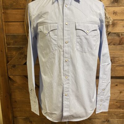 Mens Stetson Pearl Snap L/S Fine Blue Stripe