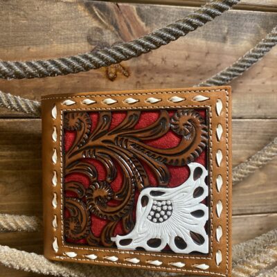 Nocona Bifold Wallet W/Red Underlay
