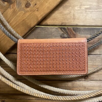 Texas Saddlery Tooled Tan Checkbook Cover/Wallet