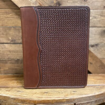Texas Saddlery Chocolate Basketweave Leather Notebook