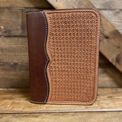 Texas Saddlery Basketweave Tan/Chocolate Leather Notepad