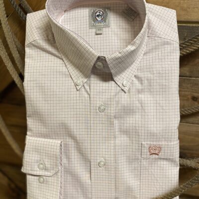 Mens Cinch Classic L/S Button Down White/Pink