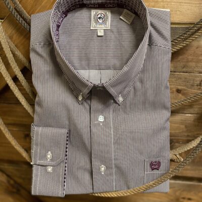 Mens Cinch Classic L/S Button Down Purple/Gray Stripe