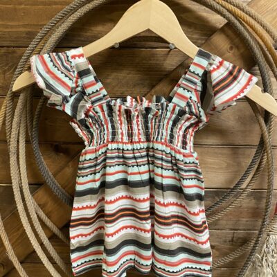 Girls Cruel Girls Smocked Tank Mint/Brown Stripe