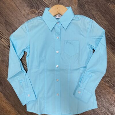 Girls Cruel Girls Classic L/S Button Down Solid Turquoise