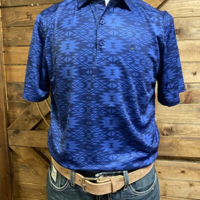 Mens Cinch S/S Arena Flex Polo Royal Blue Aztec