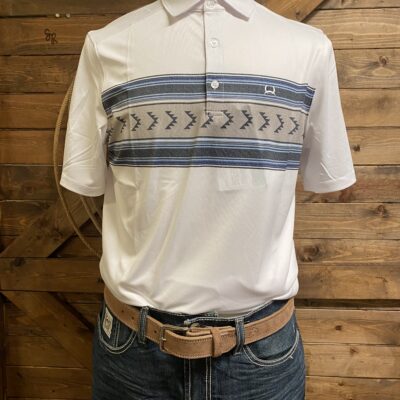 Mens Cinch S/S Arena Flex Polo White Multi Aztec