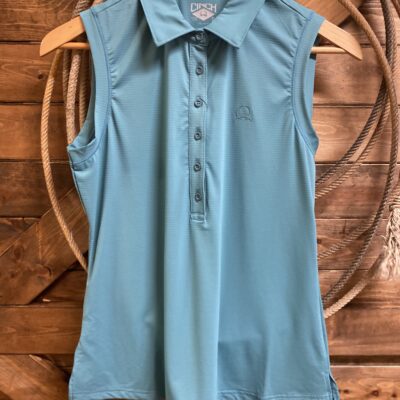 Womens Cinch Polo Tank Solid Turquoise