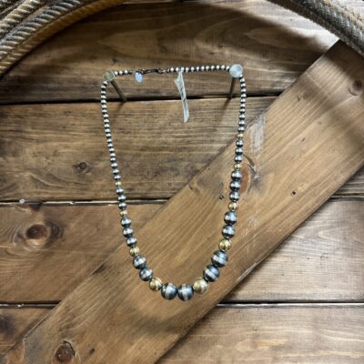 Navajo Pearl & 18K Gold 4-12 MM Graduated Necklace