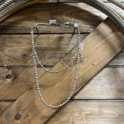 Navajo Pearl 4MM & 18K Gold 6 MM Necklace