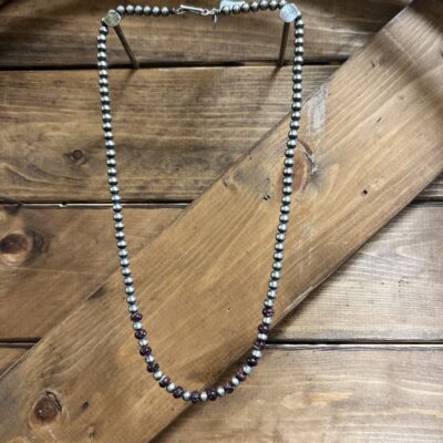 Navajo Pearl and Purple Spiny Oyster 5MM Necklace