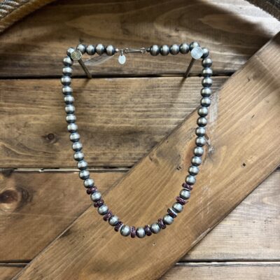Navajo Pearl and Purple Spiny Oyster 8MM Necklace