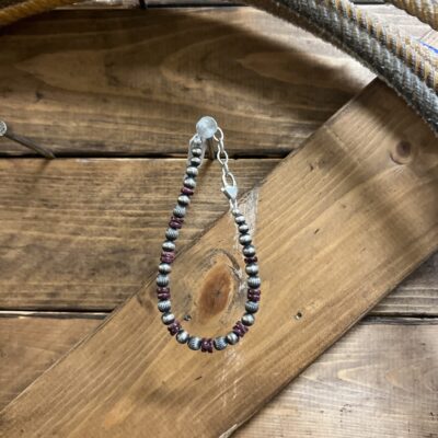 Navajo Pearl & Purple Spiny Oyster with Fluted Beads Bracelet