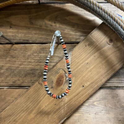 Navajo Pearl & Saucer with Red Spiny Oyster Bracelet