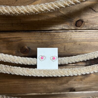 Tiny Pink Opal Heart Earrings
