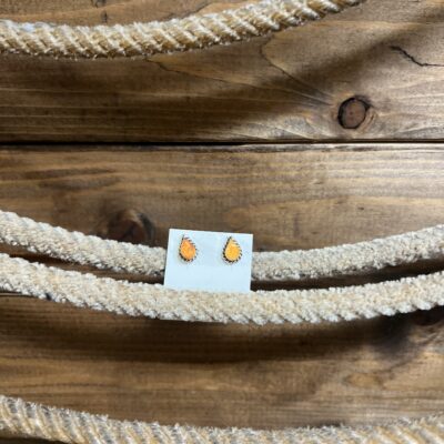 Orange Spiny Oyster Tiny Teardrop Earrings