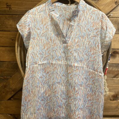 Womens Grace+Emma S/S Top Blue/Orange/White