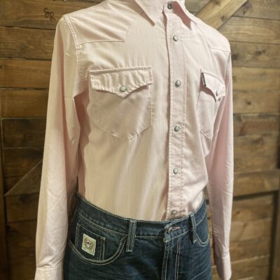 Mens Cinch Modern Fit Arena Flex L/S Snap Pink Stripe