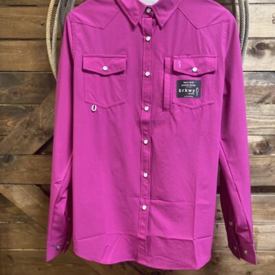 Ladies Brkwy L/S Pearl Snap Fuchsia Pink