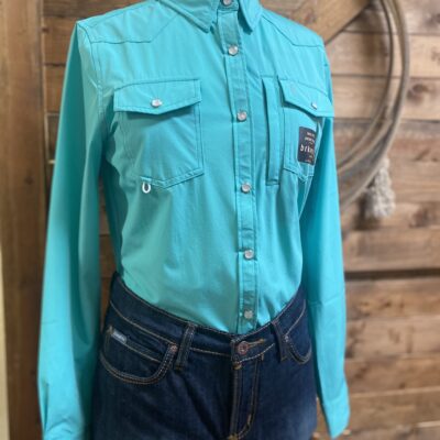 Womens Brkwy L/S Pearl Snap Emerald