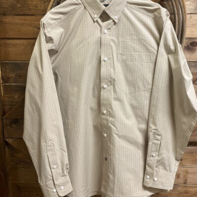 Mens Ariat Pro Series Classic L/S Button Down Khaki Plaid