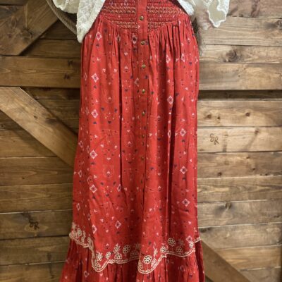 Womens Panhandle Slim Snap Skirt Red Print