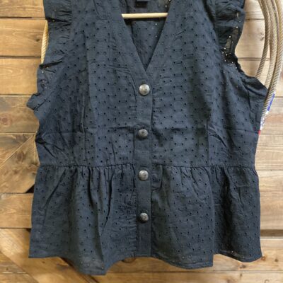 Womens Cruel Denim Black Eyelet Tank