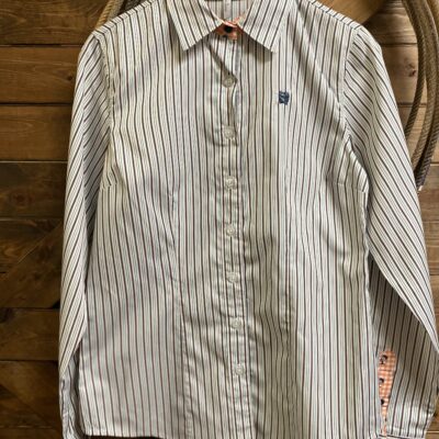 Womens Cinch L/S Tencel Button Down Navy/Orange Stripe